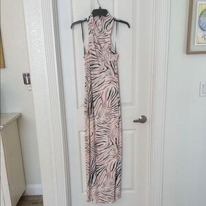 Zebra Print Halter Maxi Dress by Rachel Roy